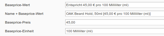 Attribute für Grundpreise in M2E Pro