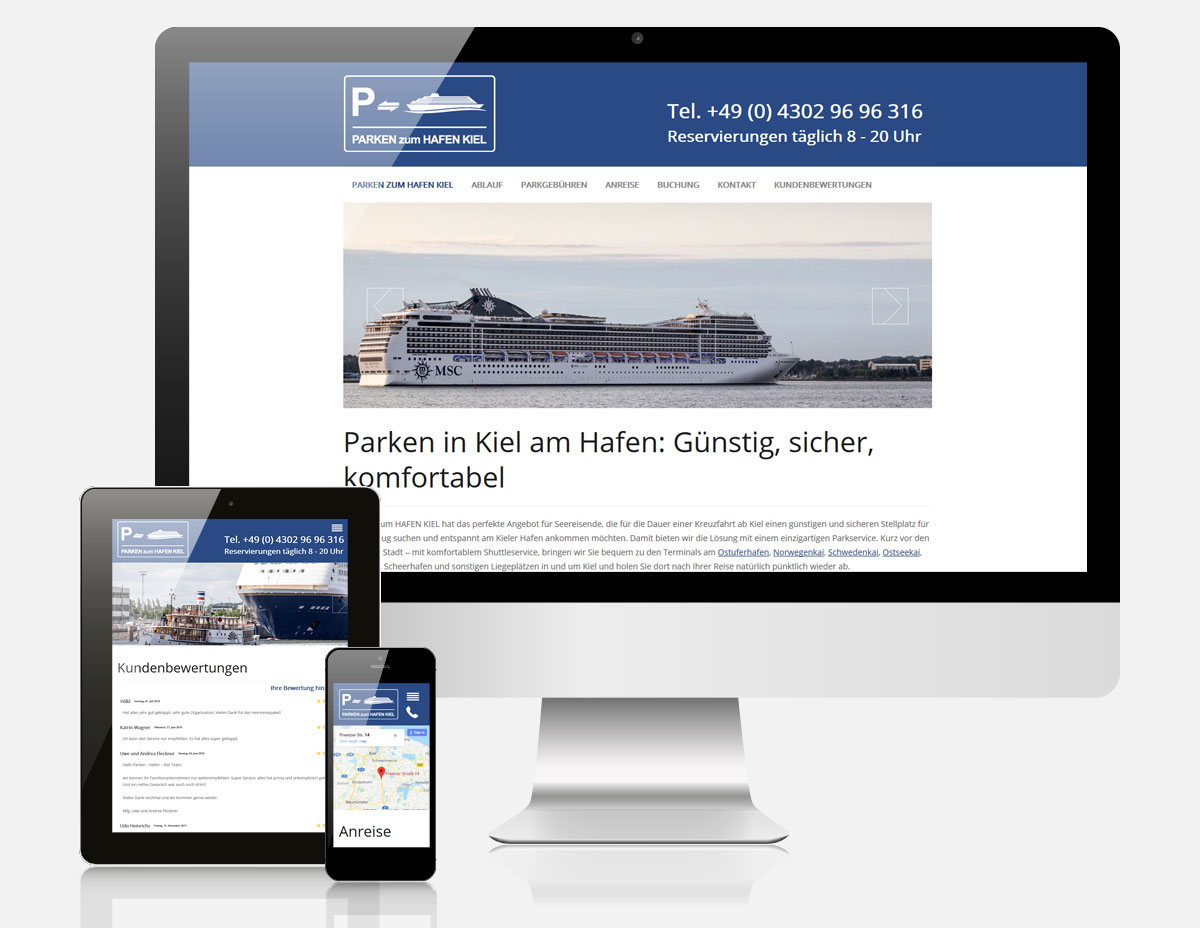 Website Parken zum Hafen Kiel