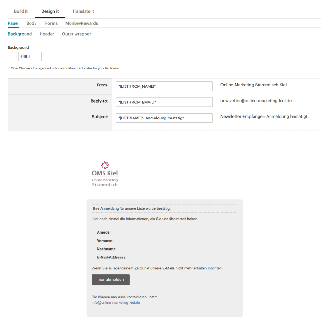 Willkommens-E-Mail in MailChimp anpassen