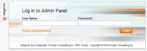 Magento Admin Panel Login 2010