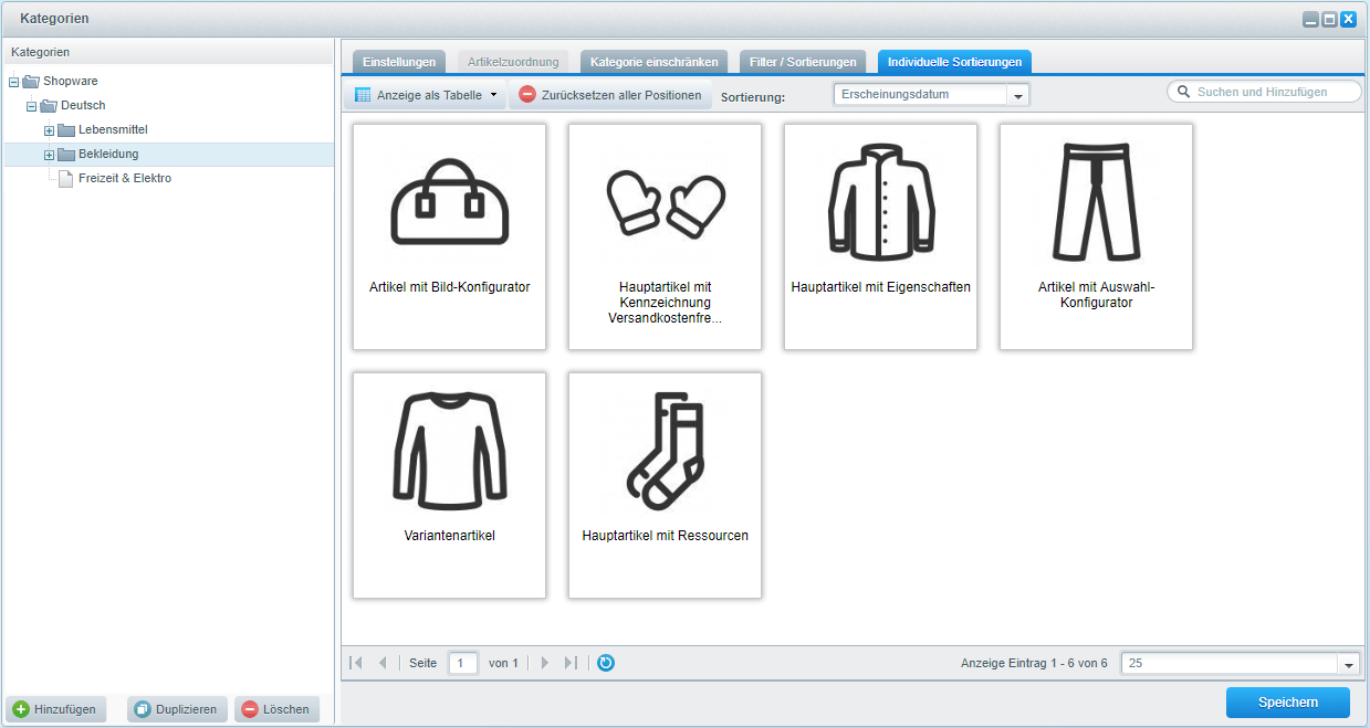 Shopware 5.6 individuelle Produktsortierung