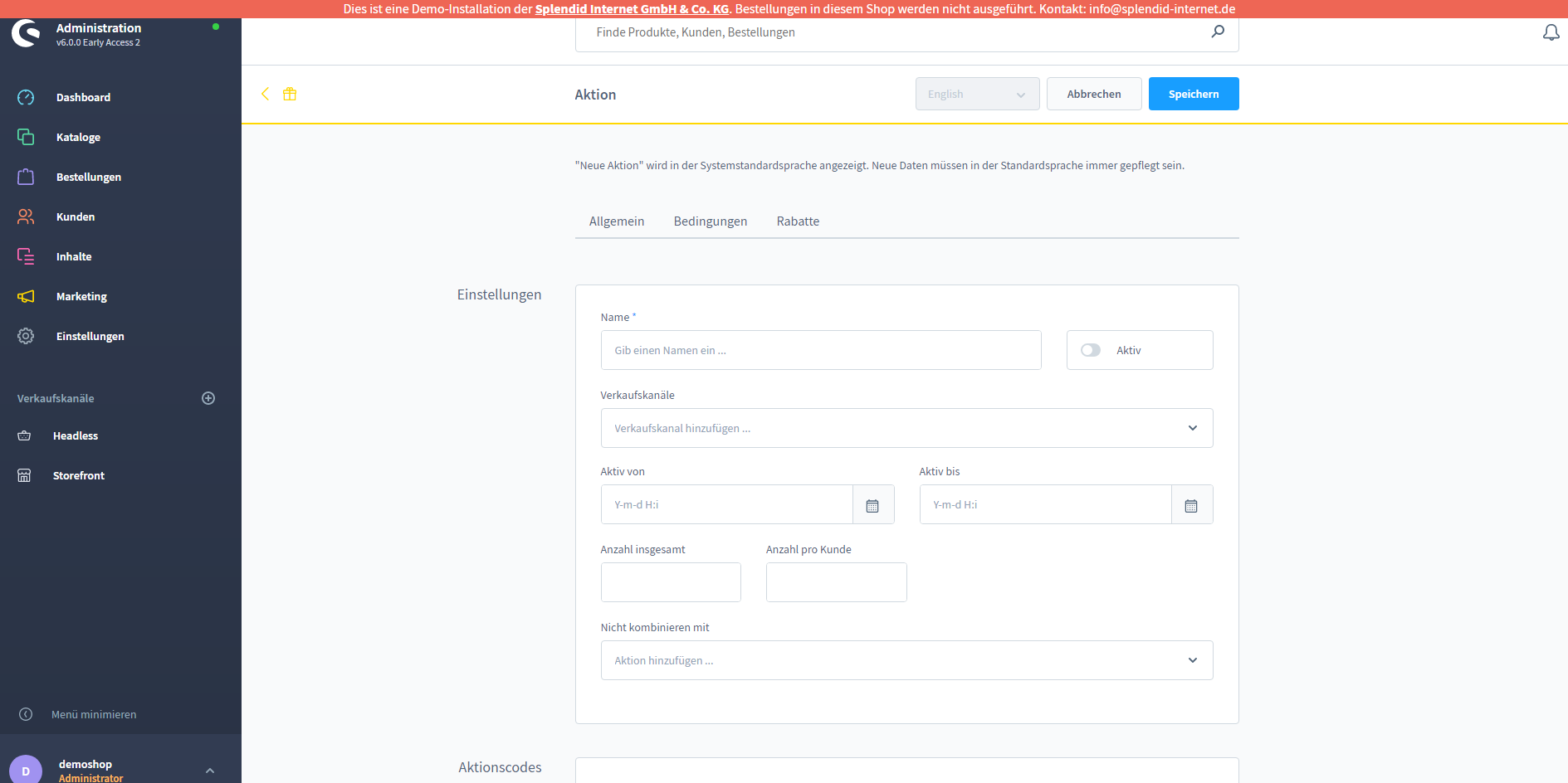 Rabatte und Aktionen in Shopware 6 Shopware 6 Rabatte und Aktionen