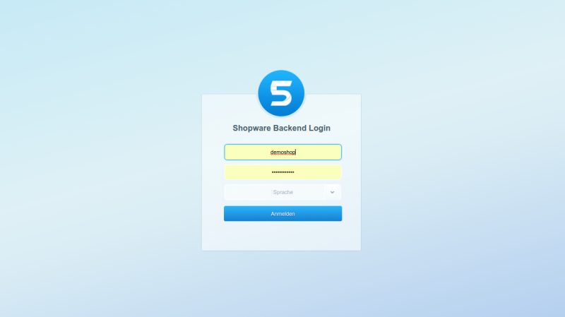 Shopware 5 Backend Login