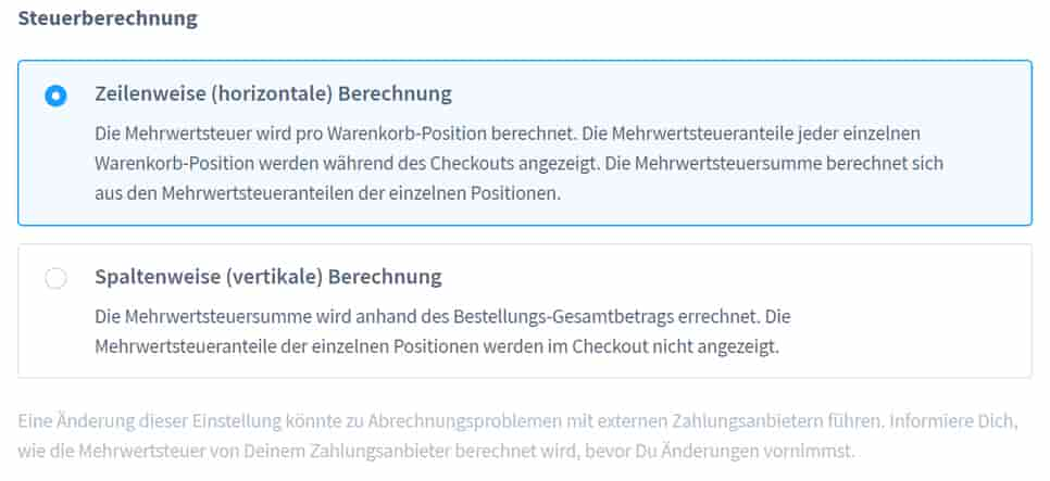 Grafik Shopware Horizontale Mehrwertsteuerberechnung