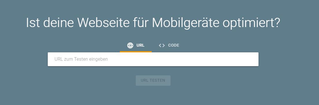 Screenshot vom Test-Tool auf Optimierung für Mobilgeräte.