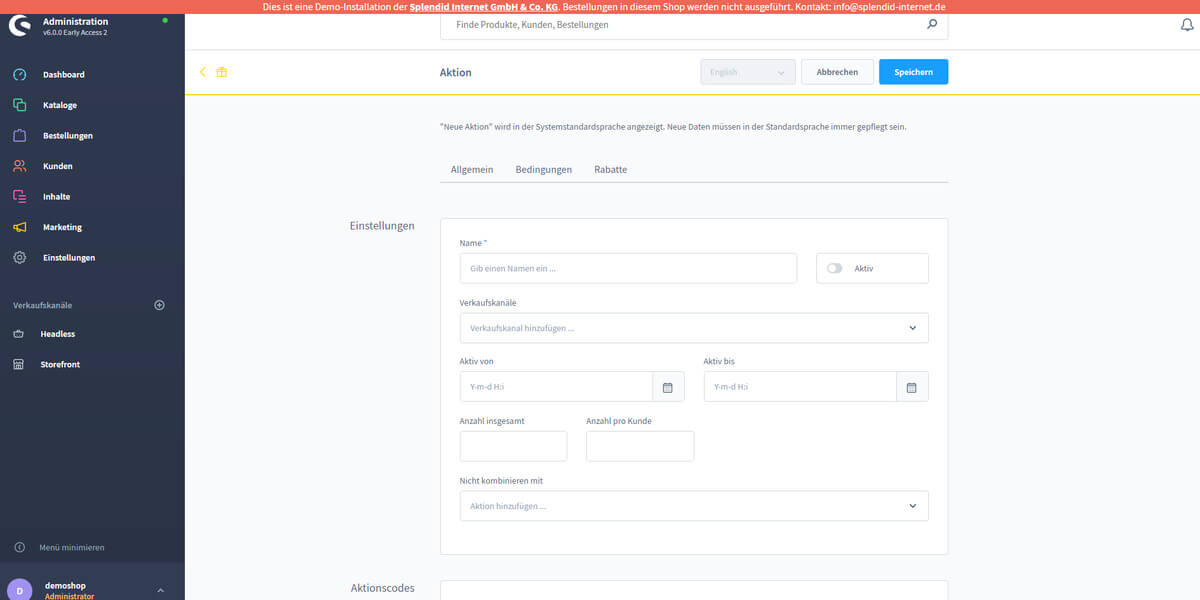 Rabatte und Aktionen in Shopware 6 Shopware 6 Rabatte und Aktionen