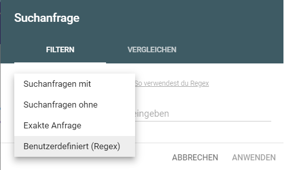 Suchanfragen filtern mit Regex in der Google Search Console