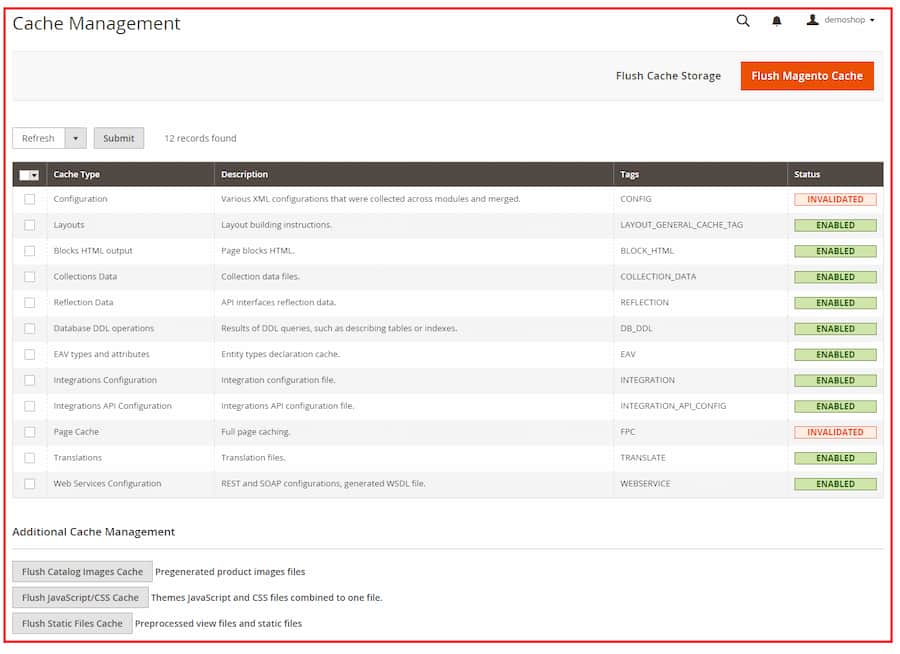 Magento 2 Cache Management