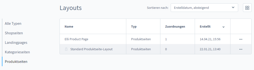 Shopware 6.4 Layouts Produktseiten