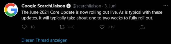 Google-Core Update Juni 2021