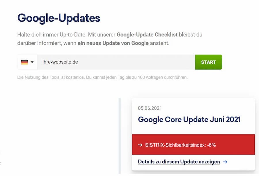 Google Updates Sistrix Checker