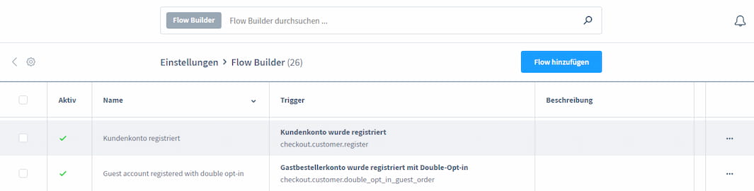 Shopware 6 Flow Builder Übersicht