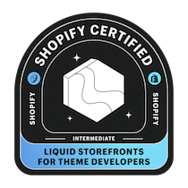 Liquid Storefronts for Theme Developers Certification badge