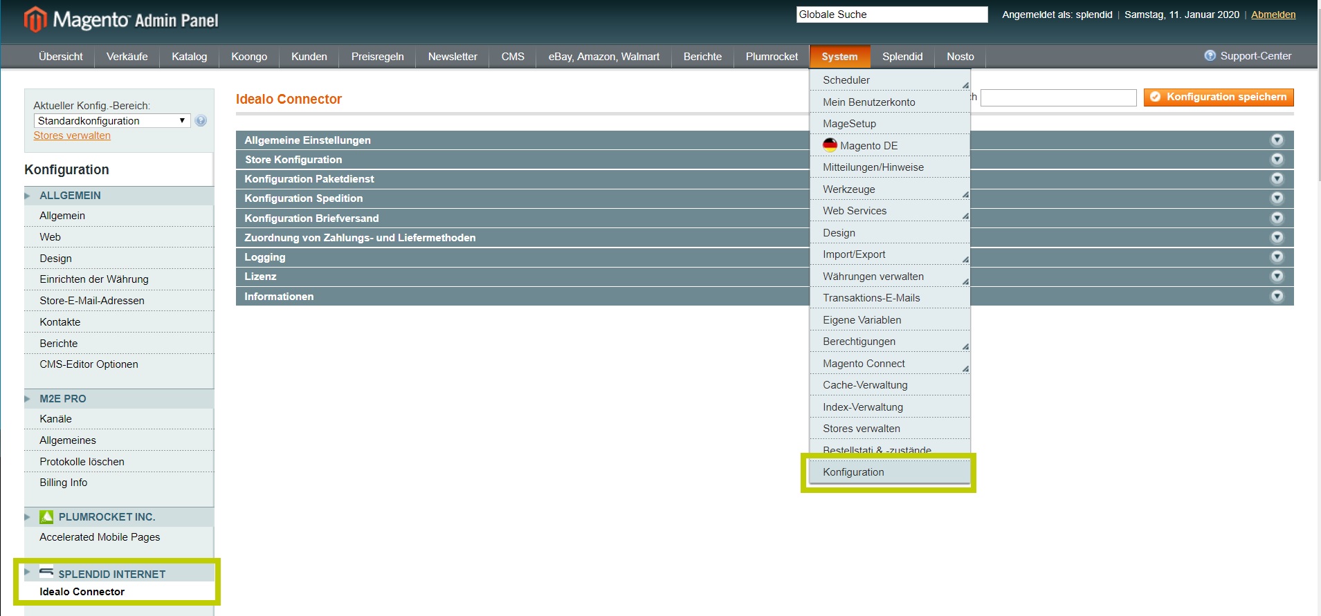 idealo Connector – Magento 1: Konfiguration aufrufen idealo Connector – Magento 1: Konfiguration aufrufen