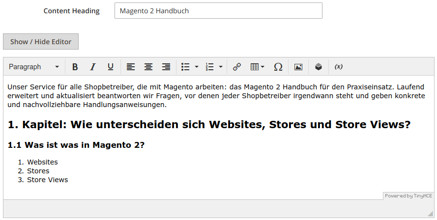 Magento 2 Handbuch – 8. Kapitel: Wie funktionieren die CMS-Elemente in Magento 2?