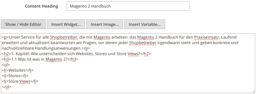 Magento 2 Handbuch – 8. Kapitel: Wie funktionieren die CMS-Elemente in Magento 2?