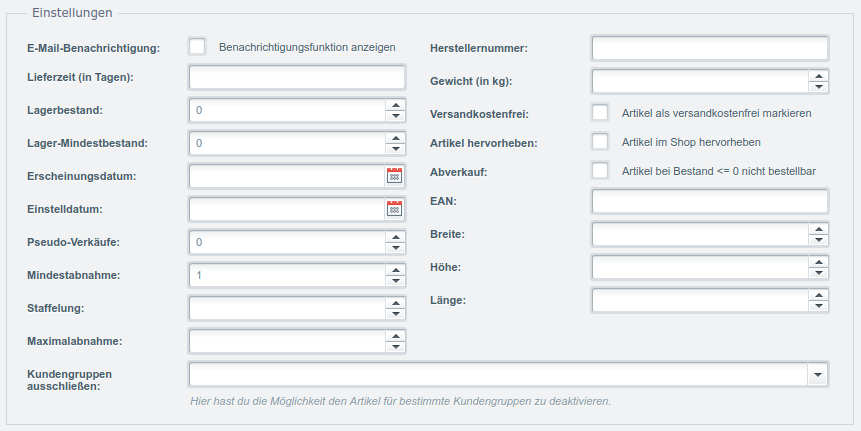 Shopware Handbuch – 1. Kapitel: Artikel verwalten